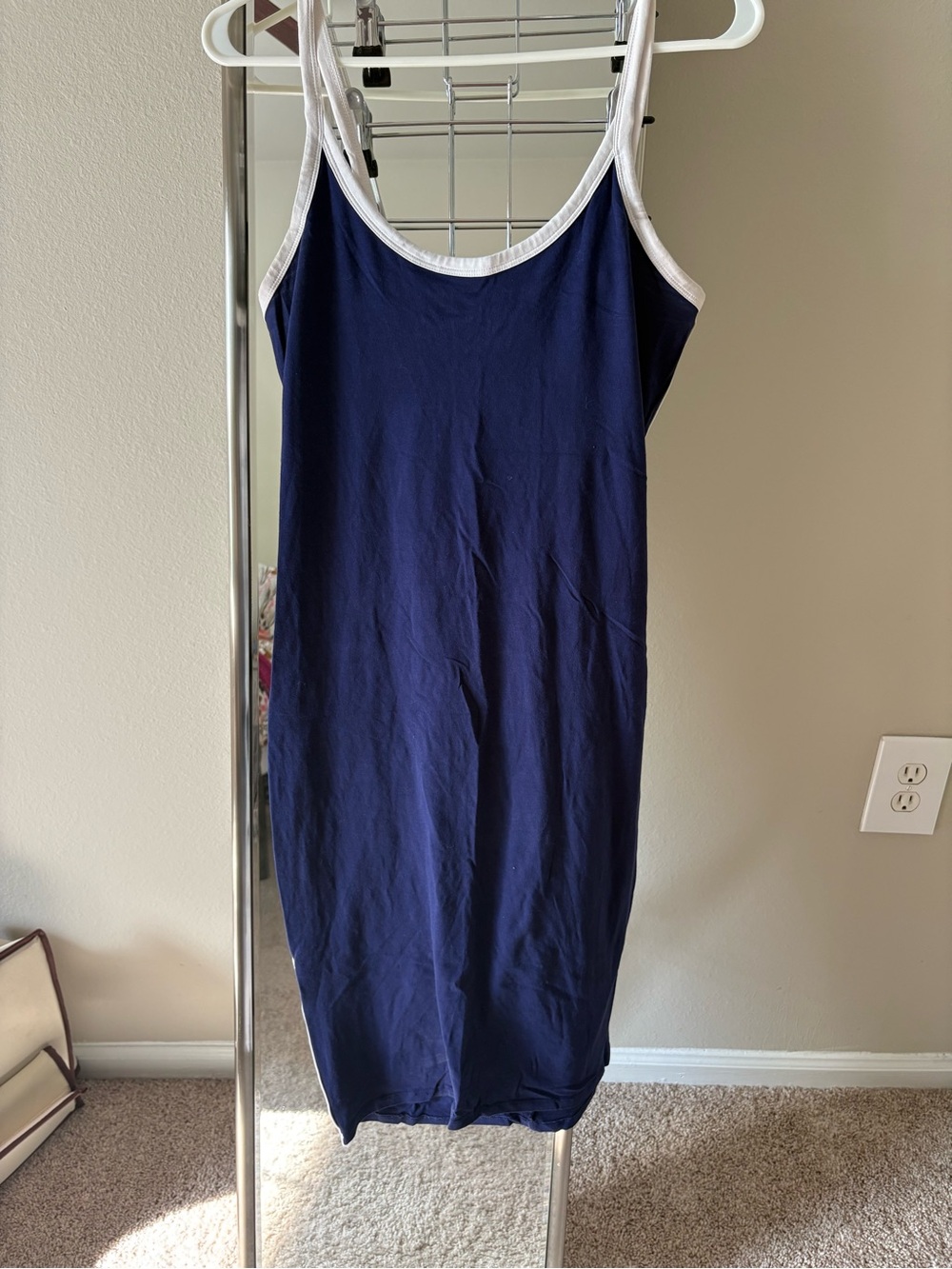 Express Navy Tank Dress with White Trim - Sleeveless Casual Dress